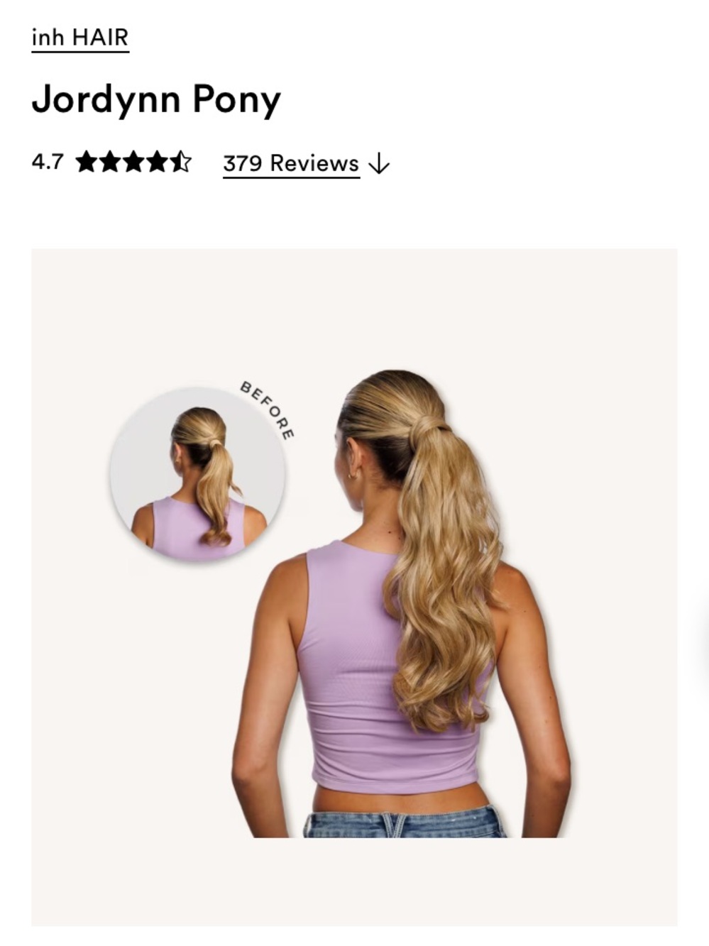 NWT INH Jordyn Ponytail -Honey